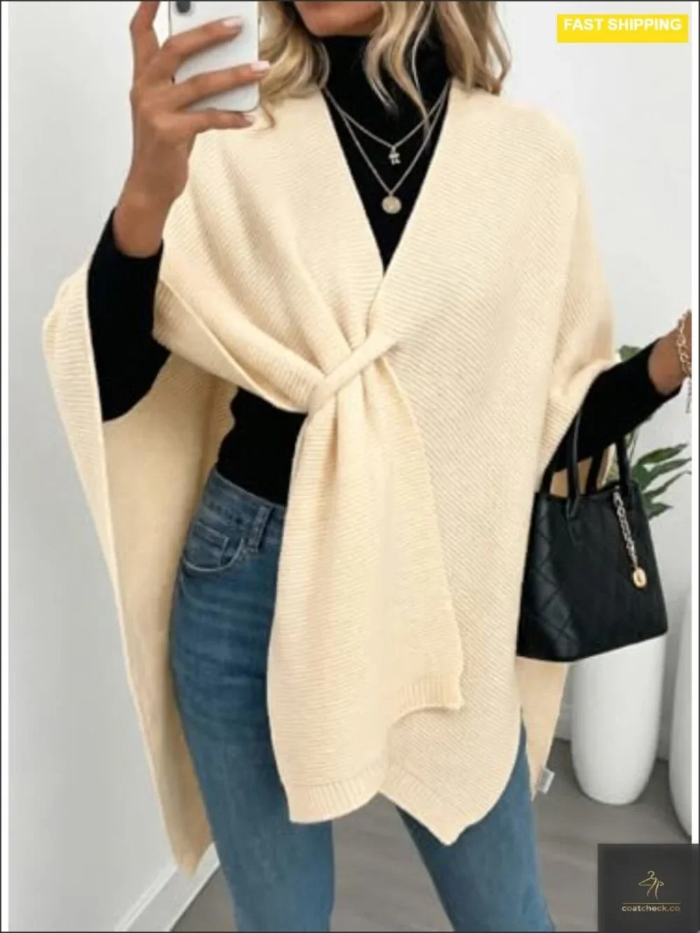 Soft Stretchy Knit Open Front Poncho Shawl Wrap Evening Dress Cape